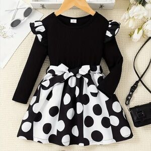 SHEIN Black and White Polka Dot Dress